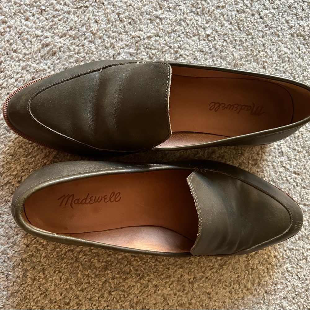 Madewell olive color loafers